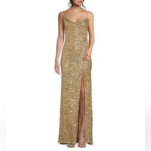 B. Darlin Gold Sequined Cross-Back Dress.